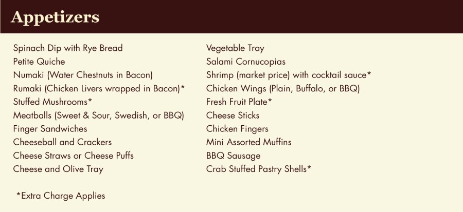 appetizers menu